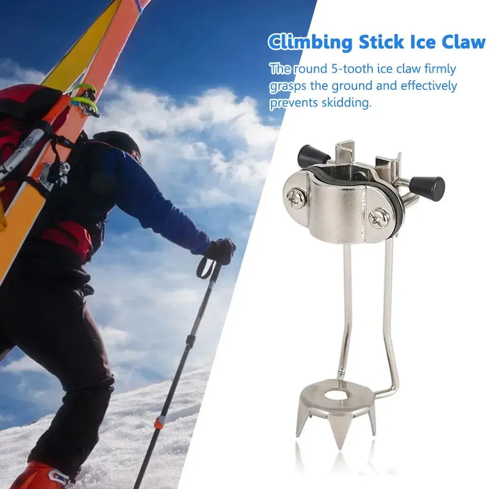 Ice Claw Crampon Stainless Steel Hiking Grip Crutches Anti-skid Non Slip for Winter Outdoor Snow Mountaineering Claw