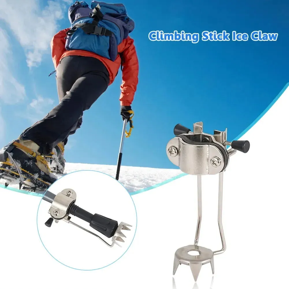 Ice Claw Crampon Stainless Steel Hiking Grip Crutches Anti-skid Non Slip for Winter Outdoor Snow Mountaineering Claw