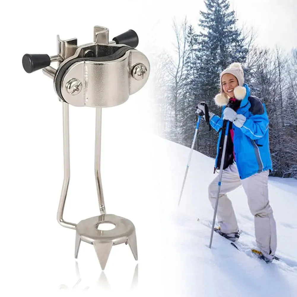 Ice Claw Crampon Stainless Steel Hiking Grip Crutches Anti-skid Non Slip for Winter Outdoor Snow Mountaineering Claw