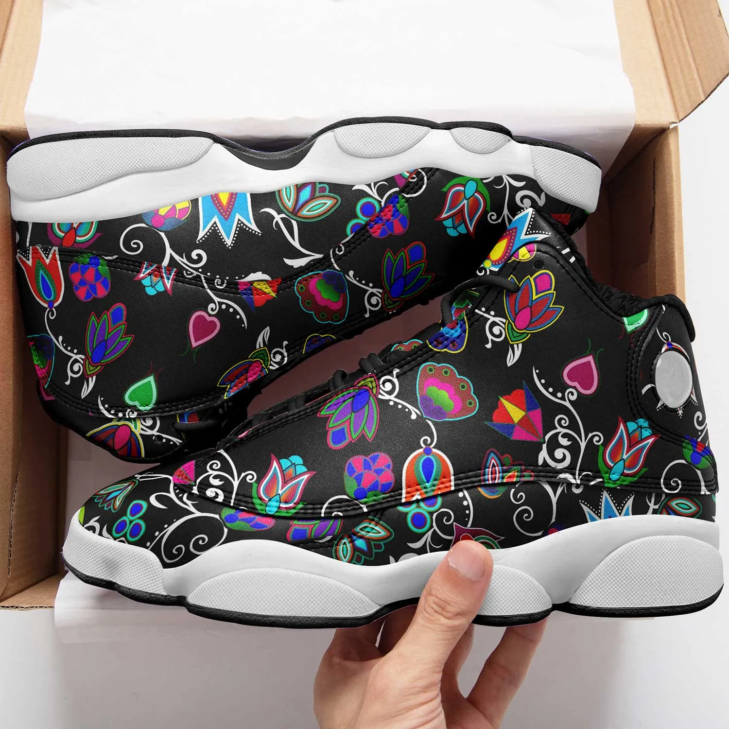 Indigenous Paisley - Black Isstsokini Athletic Shoes