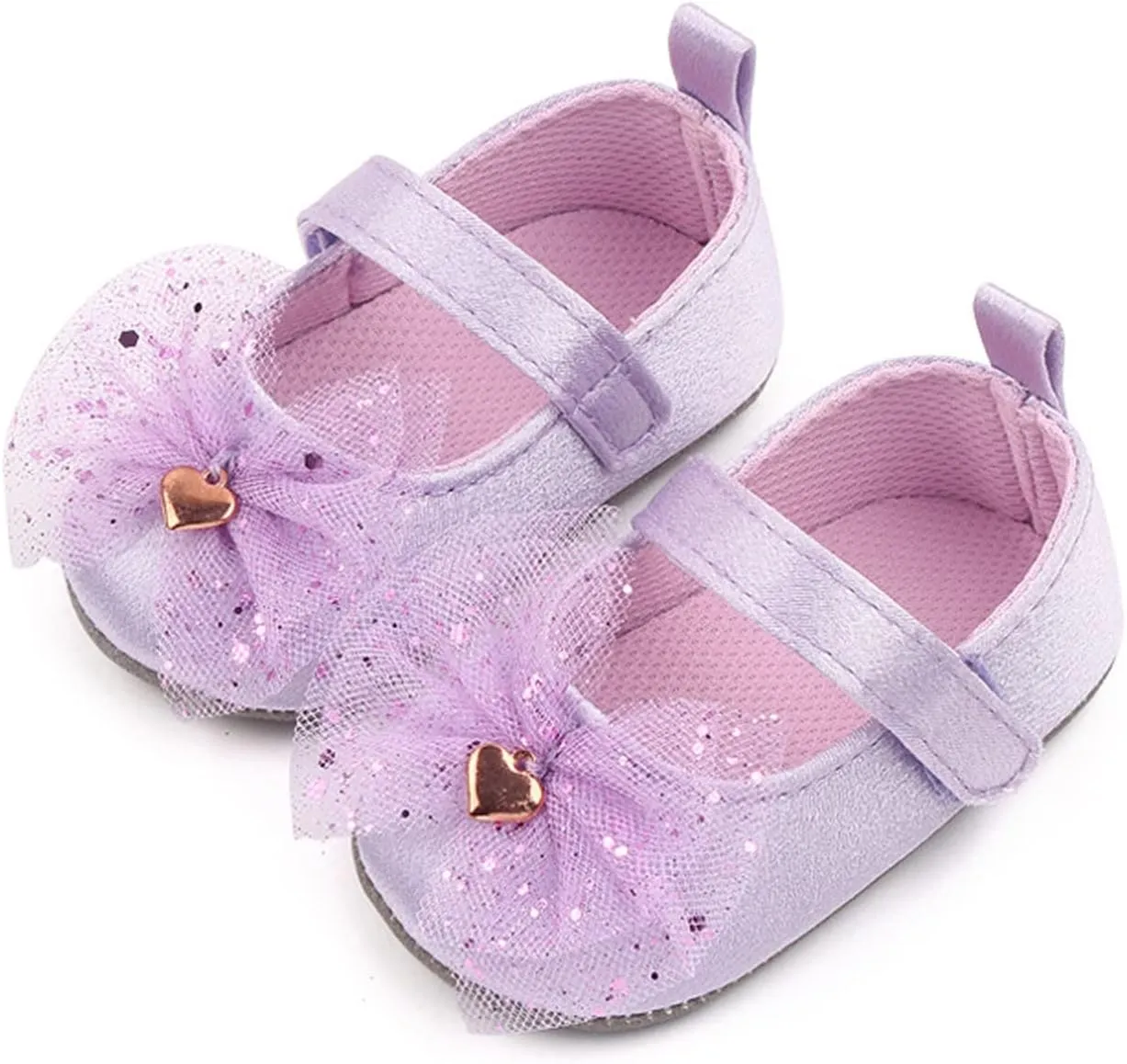 Infant Girls Single Shoes Mesh Bowknot First Walkers Shoes Toddler Sandals Princess Shoes Newborn (Purple, 12-18 Months)