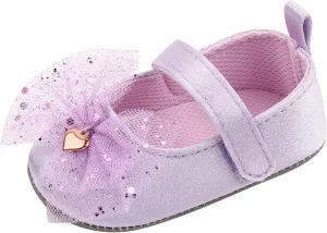 Infant Girls Single Shoes Mesh Bowknot First Walkers Shoes Toddler Sandals Princess Shoes Newborn (Purple, 12-18 Months)