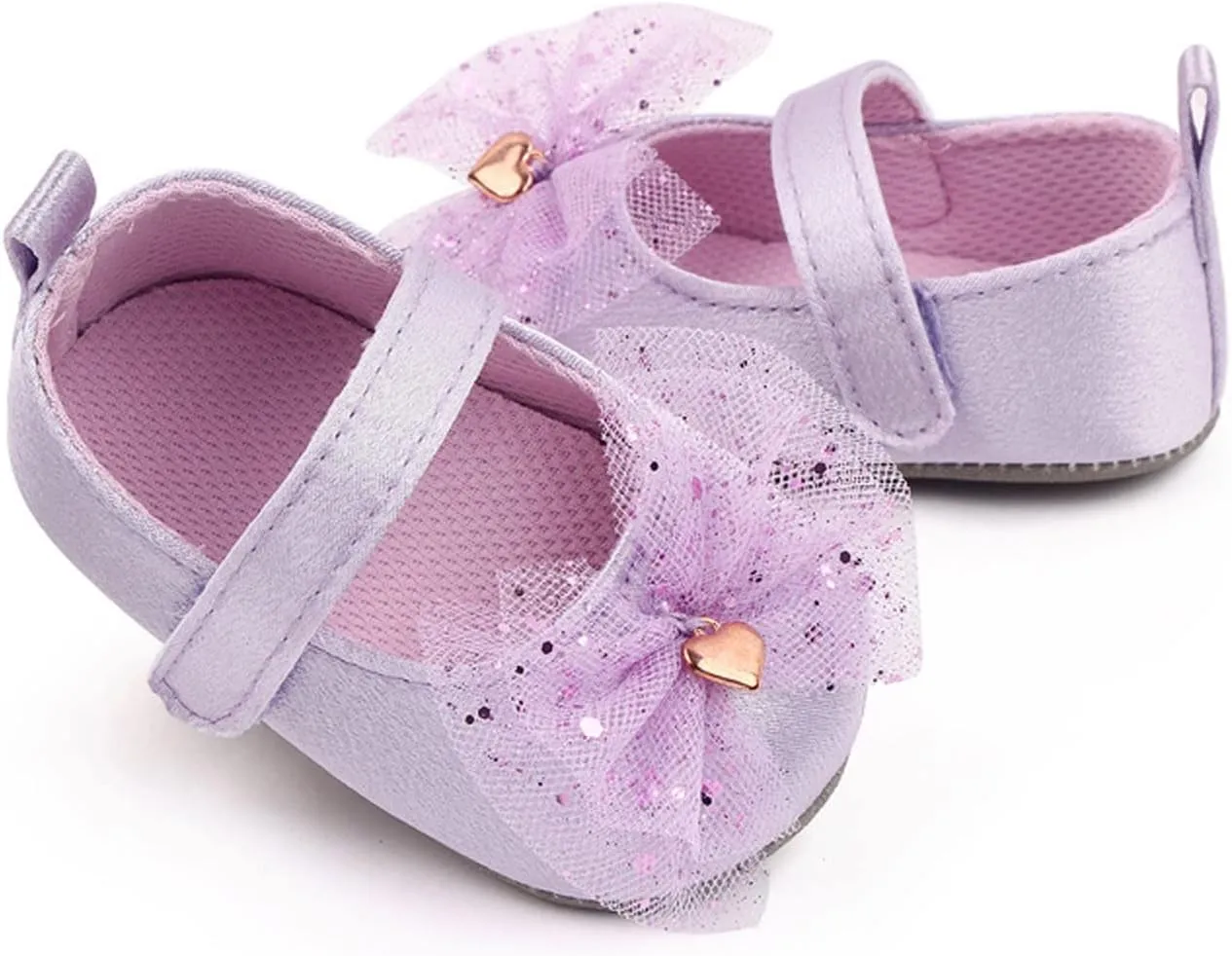 Infant Girls Single Shoes Mesh Bowknot First Walkers Shoes Toddler Sandals Princess Shoes Newborn (Purple, 12-18 Months)