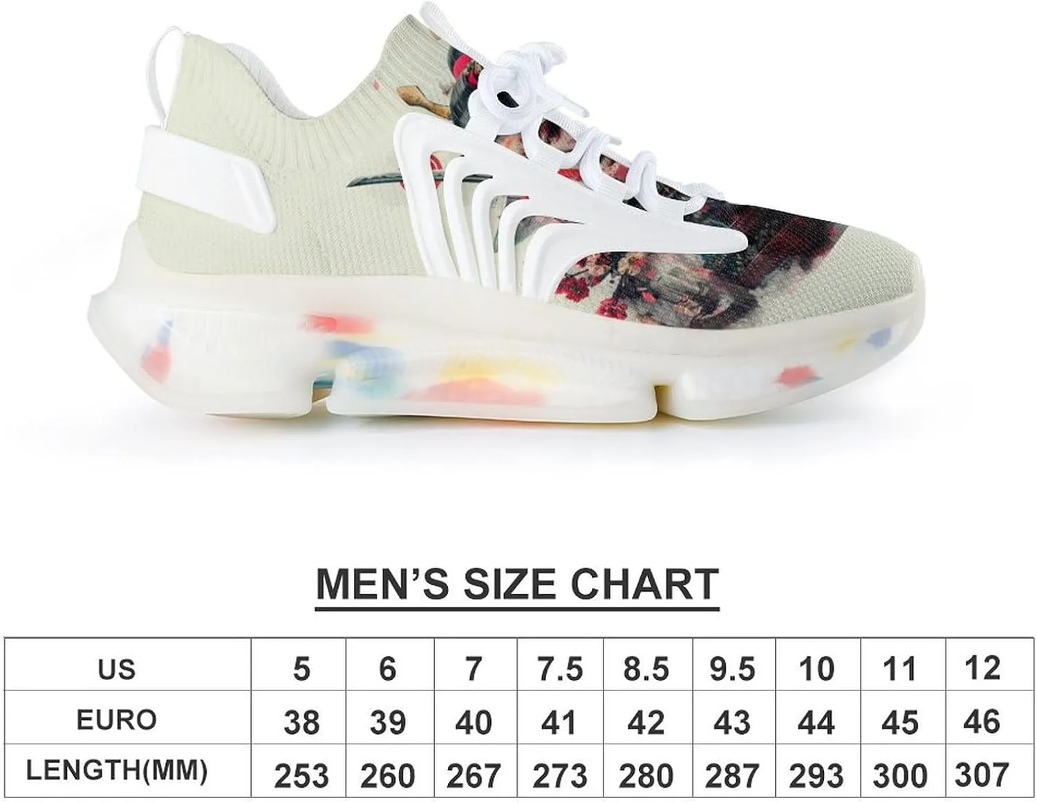 Japanese Geisha Woman Warrior Men's Running Shoes Lightweight Walking Shoe Breathable Sneaker