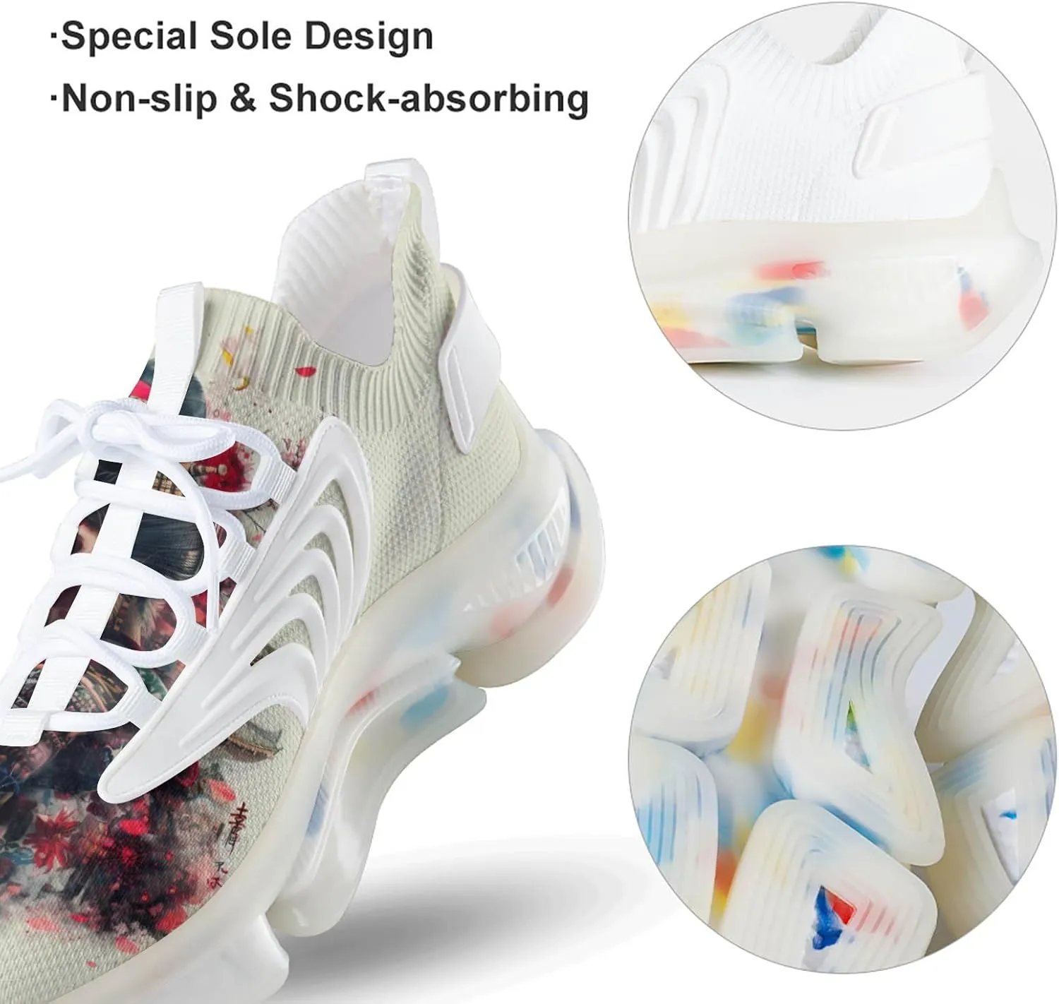 Japanese Geisha Woman Warrior Men's Running Shoes Lightweight Walking Shoe Breathable Sneaker