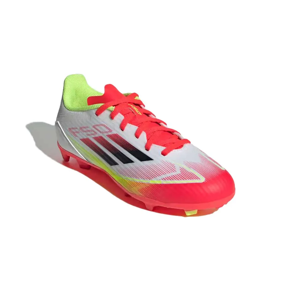 JR F50 League FG Soccer Cleat - Cloud White/Core Black/Solar Yellow - Regular (D)