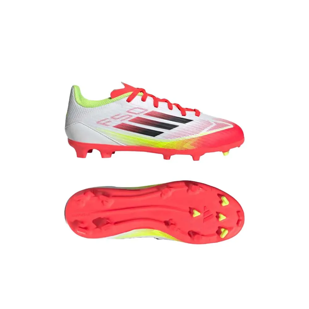 JR F50 League FG Soccer Cleat - Cloud White/Core Black/Solar Yellow - Regular (D)