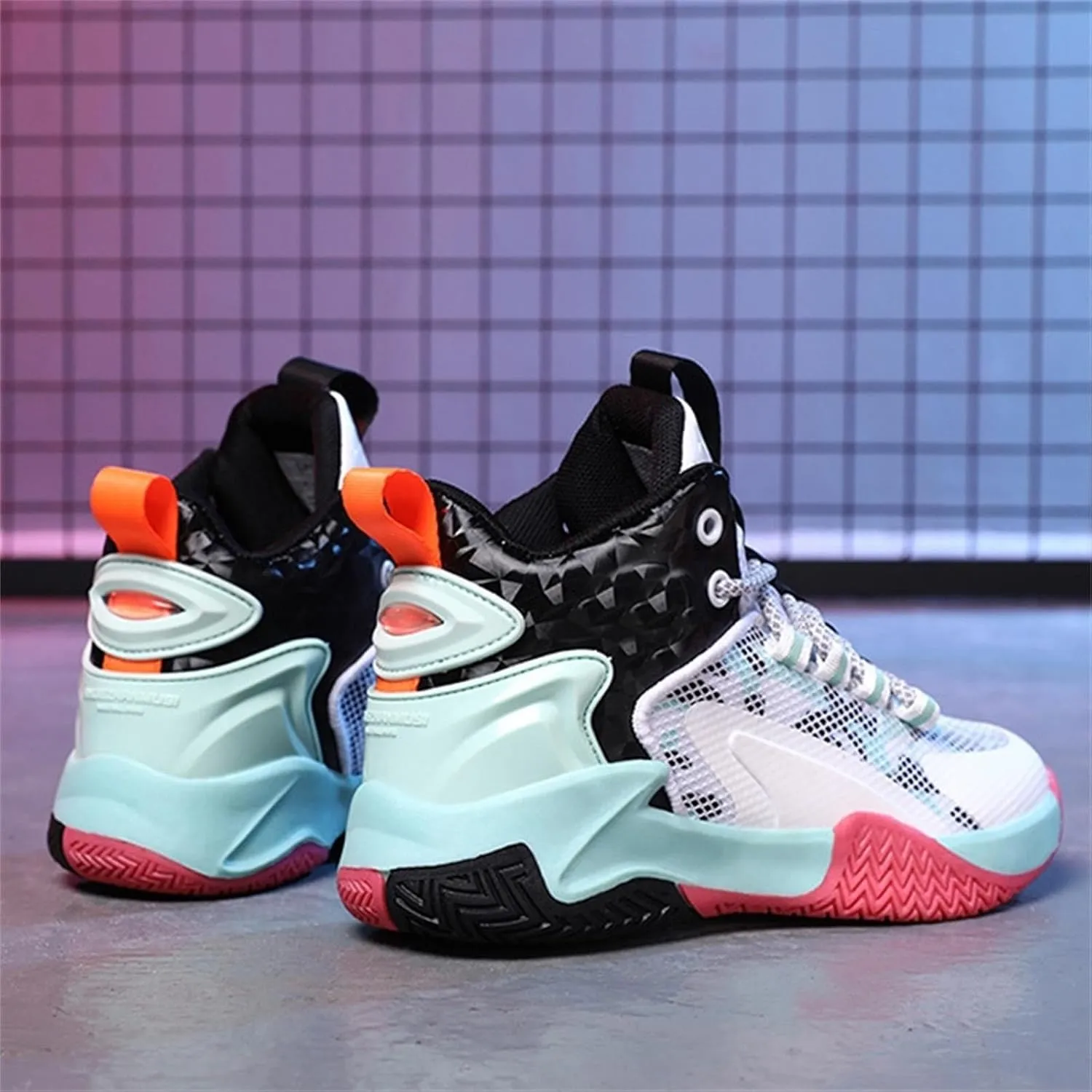 Kid Basketball Shoes Boys Trainers Comfort High Top Sport Sneakers Girls Lace-up Non Slip Breathable Athletics Shoes