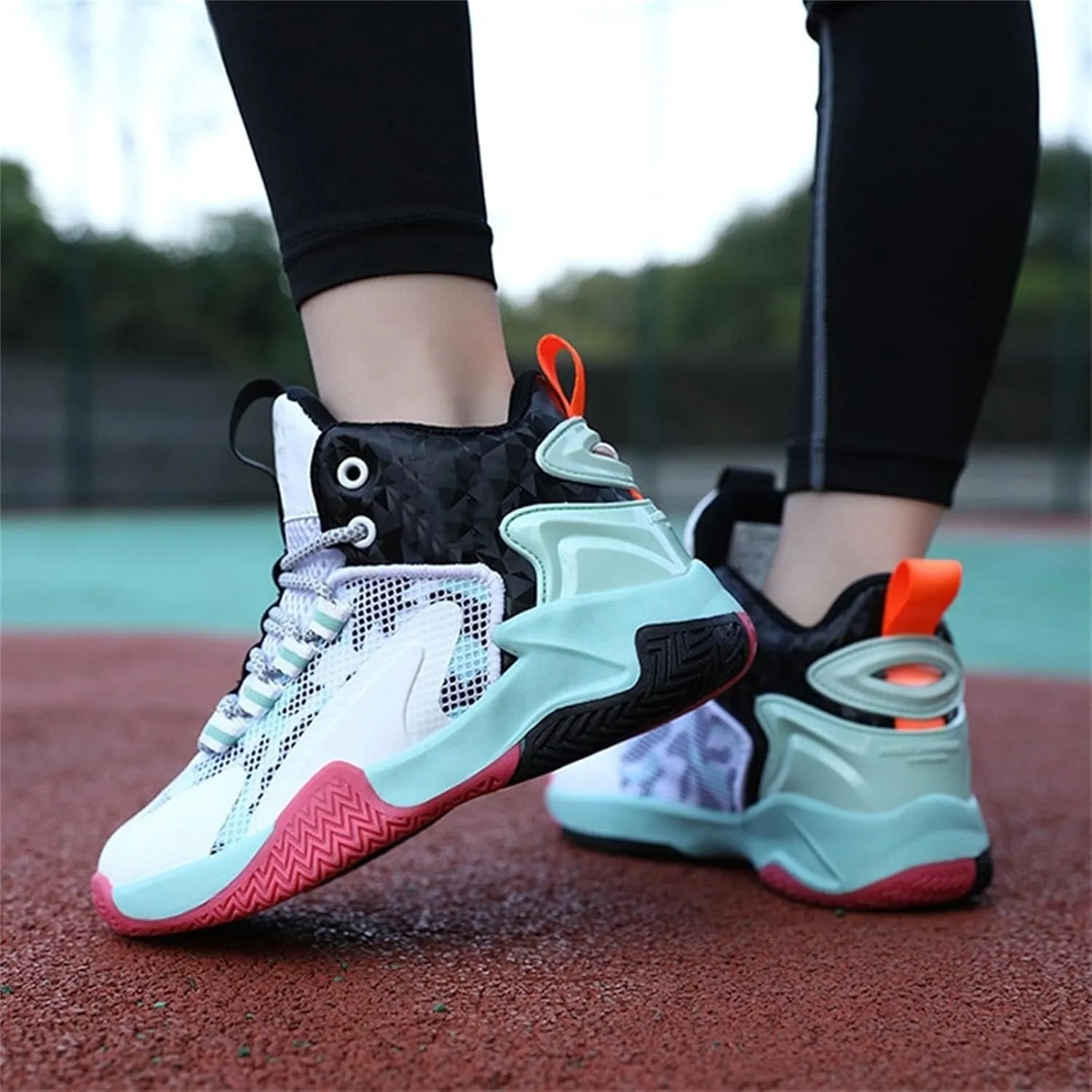 Kid Basketball Shoes Boys Trainers Comfort High Top Sport Sneakers Girls Lace-up Non Slip Breathable Athletics Shoes