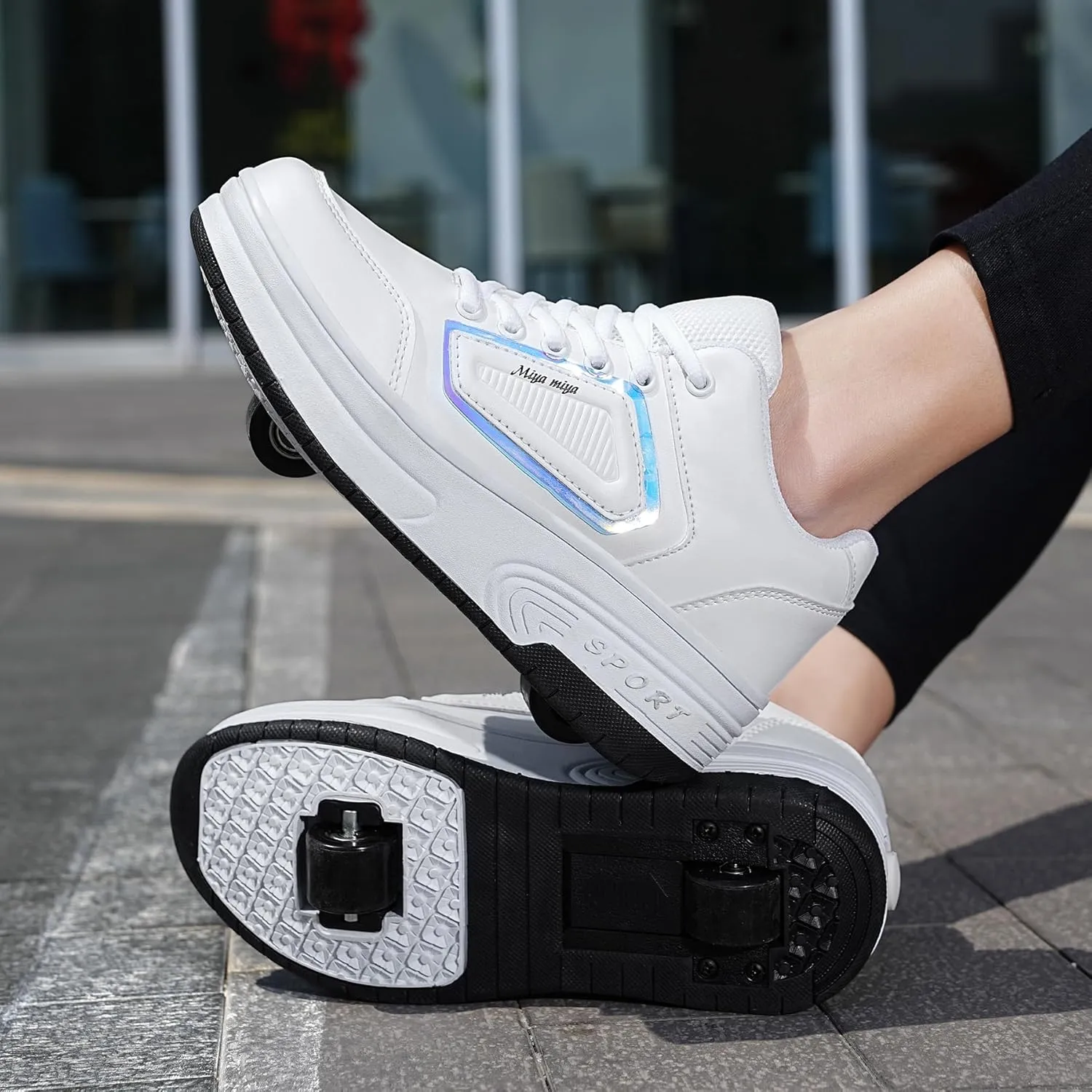 Kids Roller Skate Shoes with Wheels Roller Sneakers for Boys Girls Kids Deformation Wheeled Shoes 