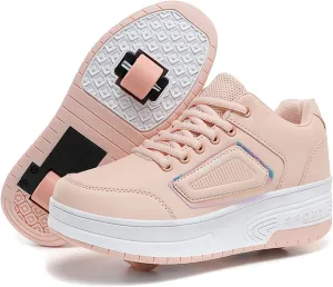 Kids Roller Skate Shoes with Wheels Roller Sneakers for Boys Girls Kids Deformation Wheeled Shoes 