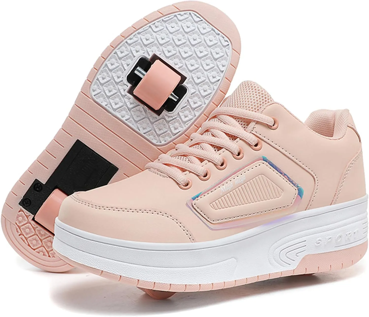 Kids Roller Skate Shoes with Wheels Roller Sneakers for Boys Girls Kids Deformation Wheeled Shoes 