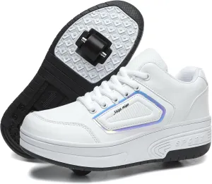 Kids Roller Skate Shoes with Wheels Roller Sneakers for Boys Girls Kids Deformation Wheeled Shoes 