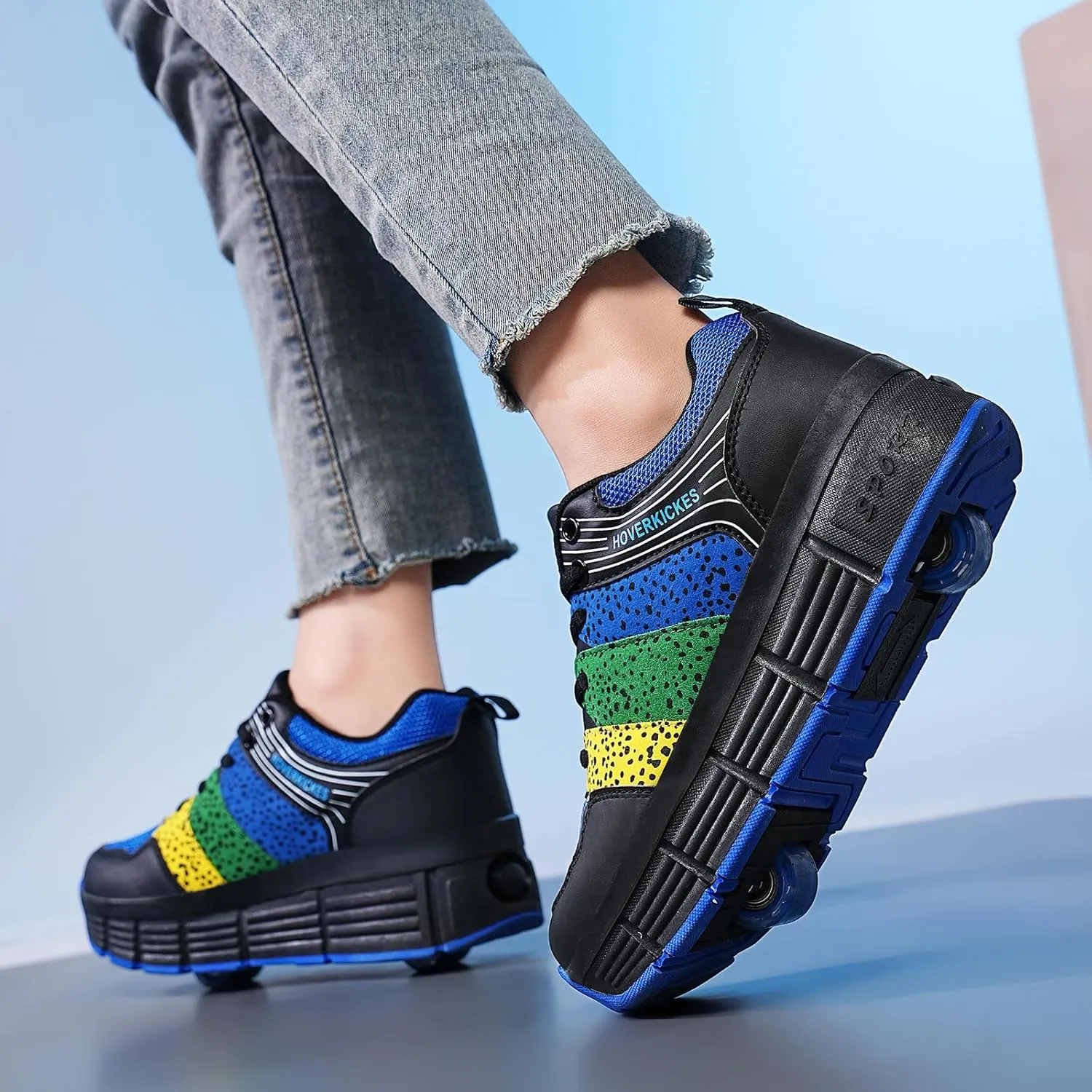 Kids Roller Skate Shoes with Wheels Roller Sneakers for Boys Girls Kids Deformation Wheeled Shoes 
