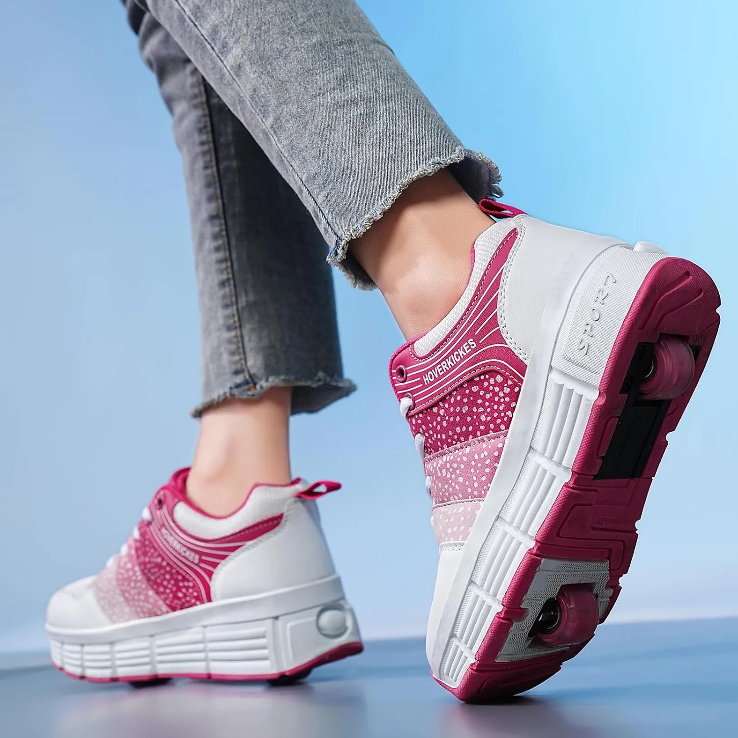 Kids Roller Skate Shoes with Wheels Roller Sneakers for Boys Girls Kids Deformation Wheeled Shoes 