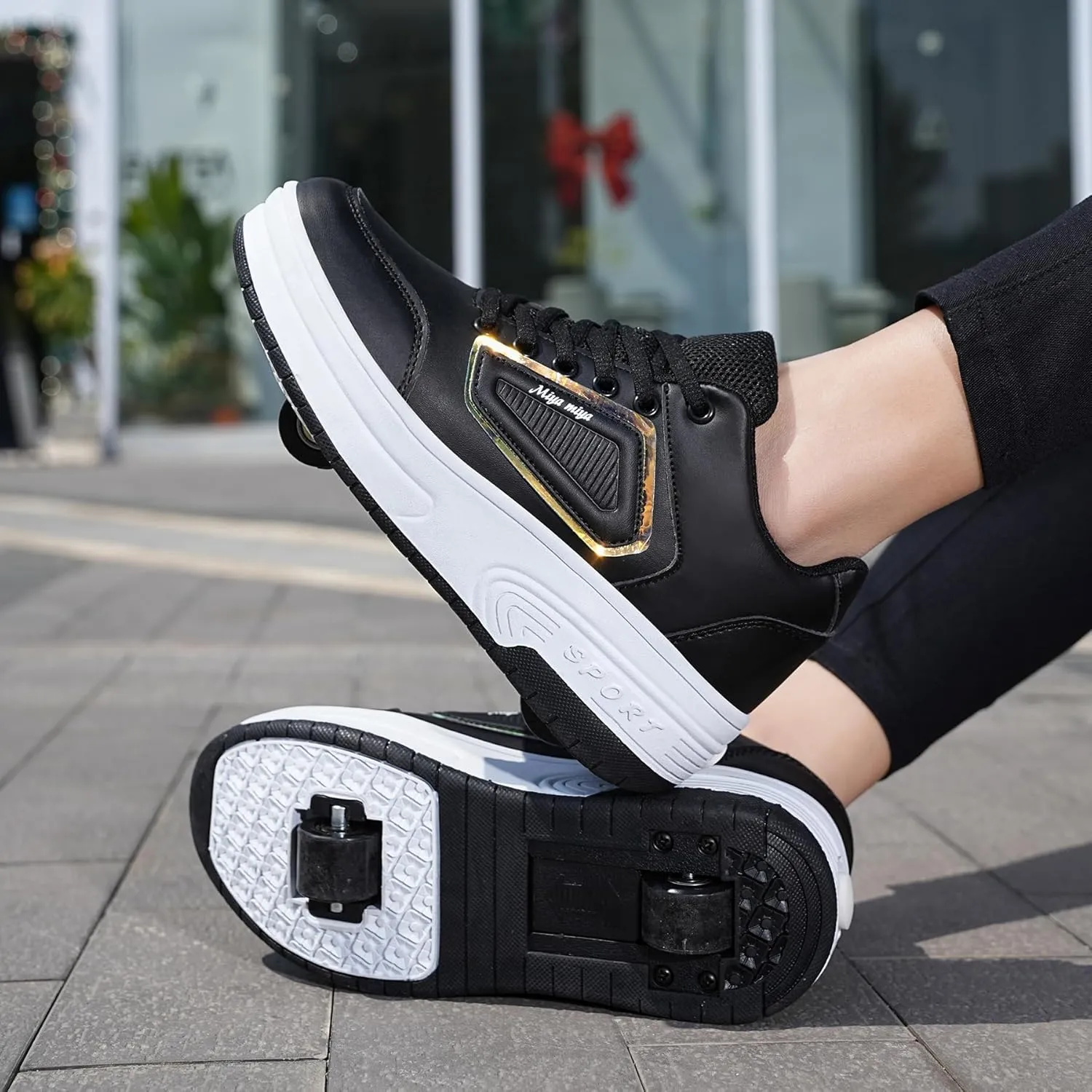 Kids Roller Skate Shoes with Wheels Roller Sneakers for Boys Girls Kids Deformation Wheeled Shoes 