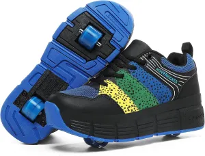 Kids Roller Skate Shoes with Wheels Roller Sneakers for Boys Girls Kids Deformation Wheeled Shoes 