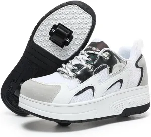 Kids Roller Skate Shoes with Wheels Roller Sneakers for Boys Girls Kids Deformation Wheeled Shoes 