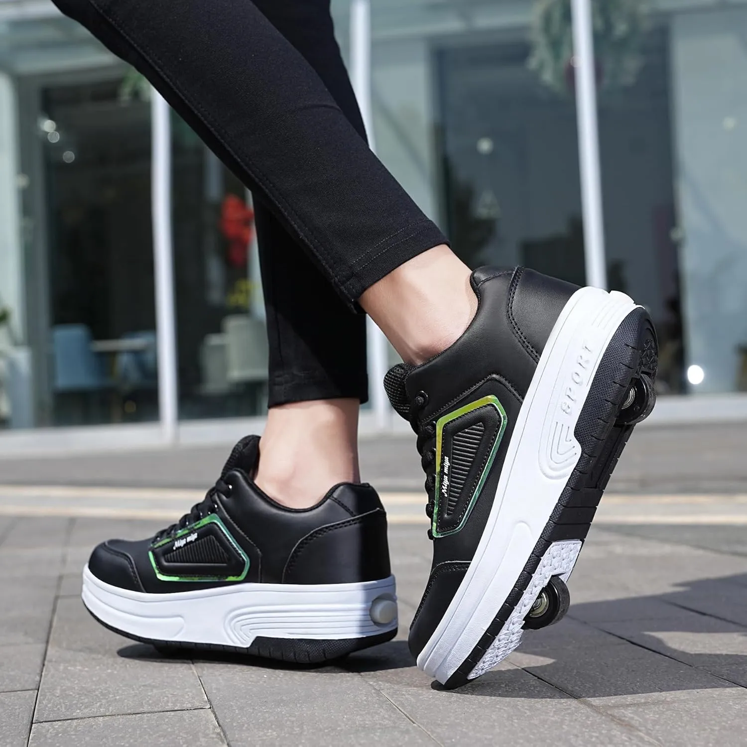 Kids Roller Skate Shoes with Wheels Roller Sneakers for Boys Girls Kids Deformation Wheeled Shoes 