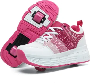 Kids Roller Skate Shoes with Wheels Roller Sneakers for Boys Girls Kids Deformation Wheeled Shoes 