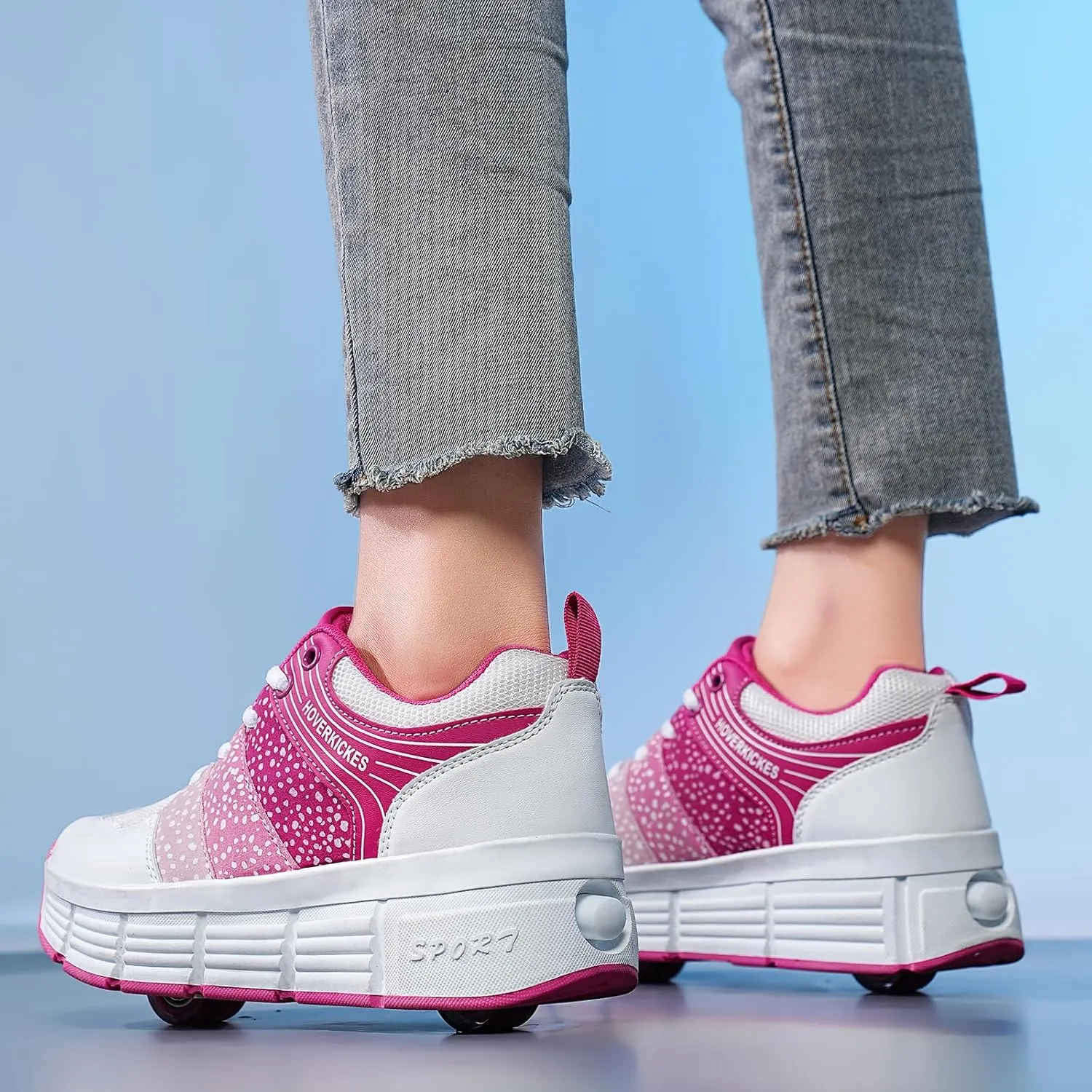 Kids Roller Skate Shoes with Wheels Roller Sneakers for Boys Girls Kids Deformation Wheeled Shoes 