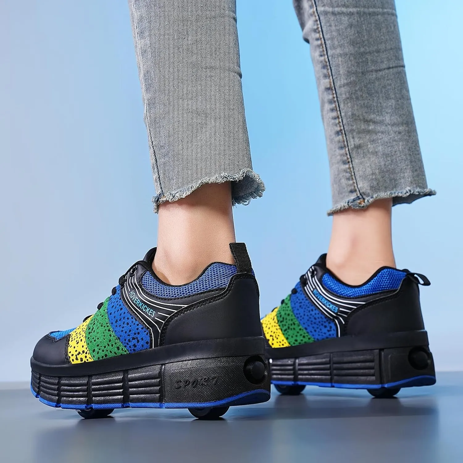 Kids Roller Skate Shoes with Wheels Roller Sneakers for Boys Girls Kids Deformation Wheeled Shoes 