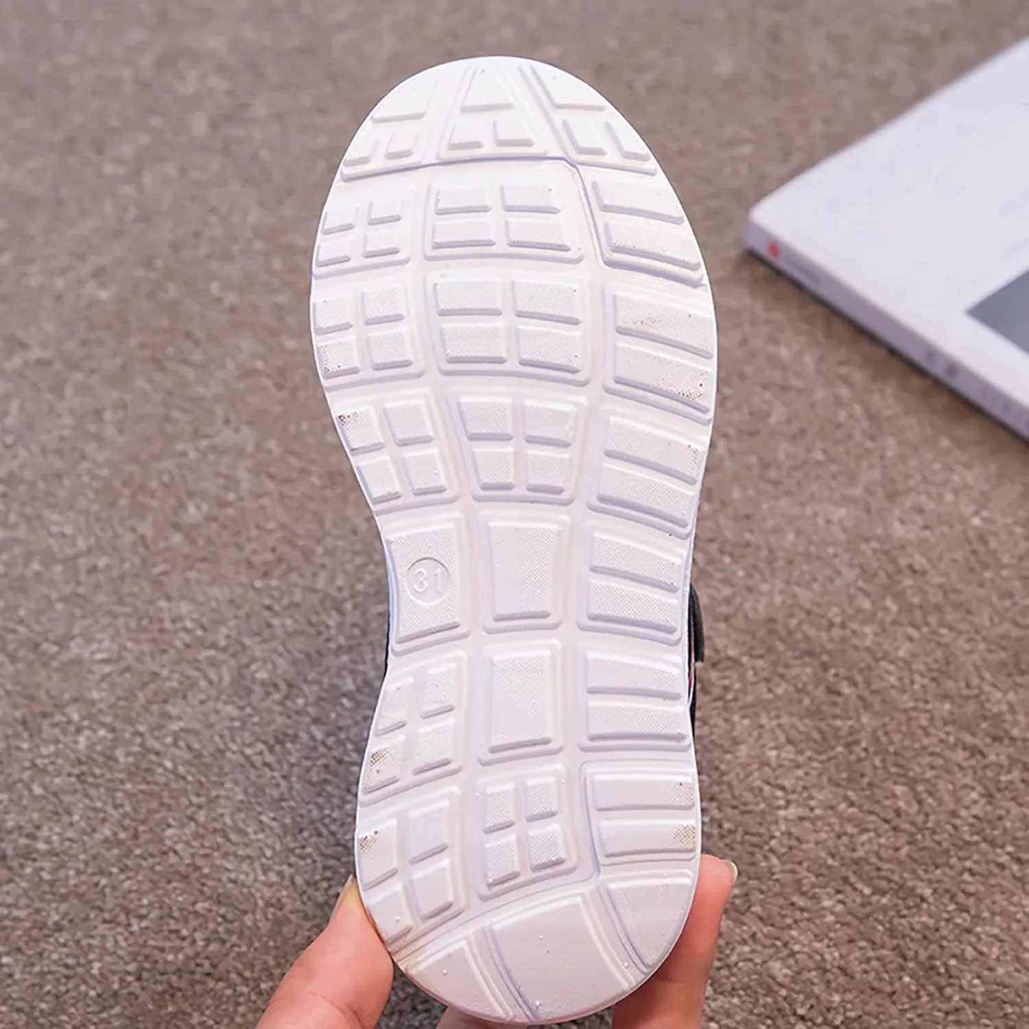 Kids Running Shoes Lightweight Breathable Adjustable Strap Elastic Soft Sole Anti Slip Fashion Athletic Shoes