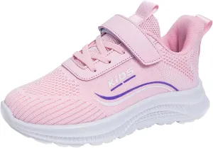 Kids Running Shoes Lightweight Breathable Adjustable Strap Elastic Soft Sole Anti Slip Fashion Athletic Shoes