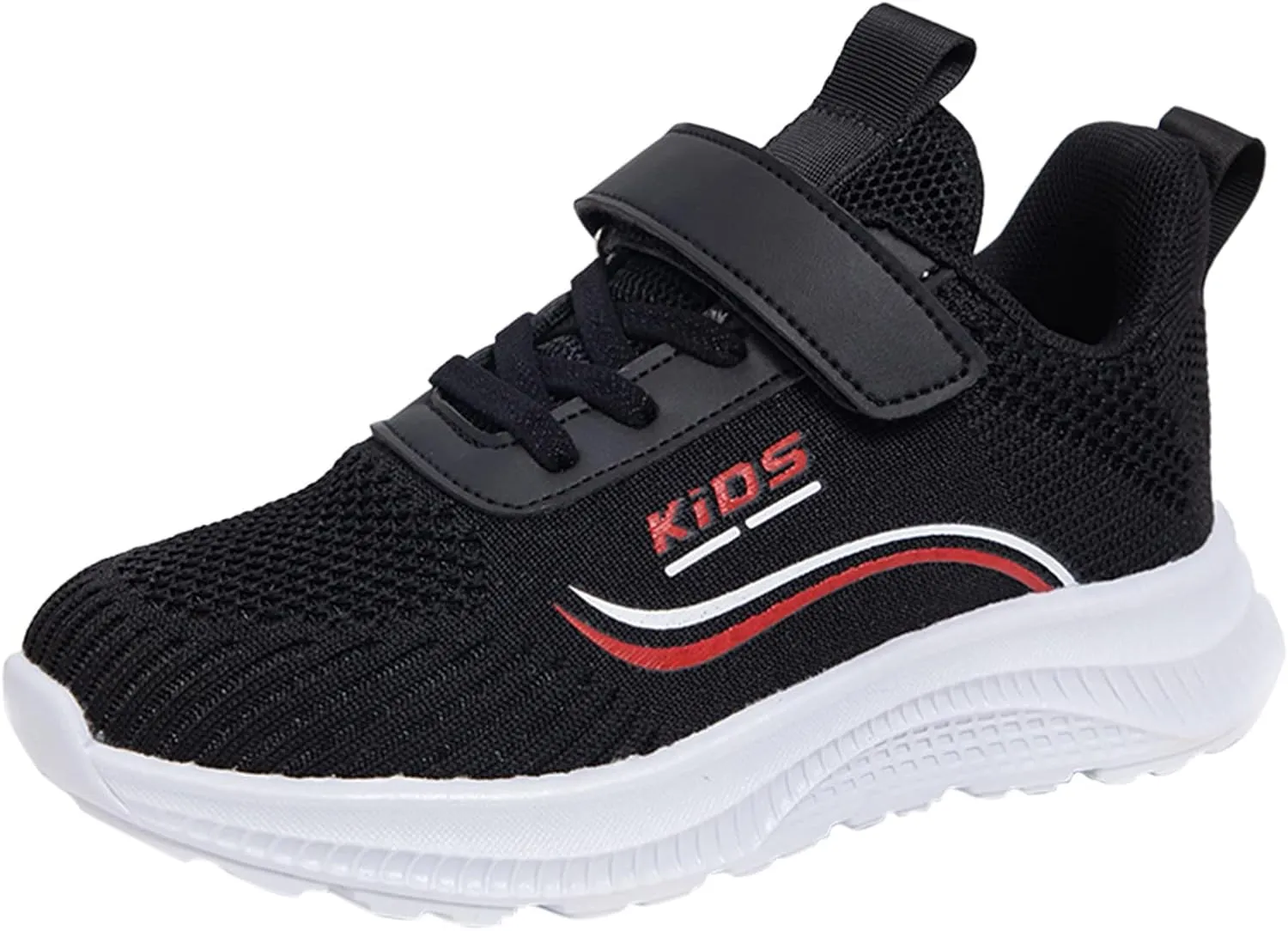 Kids Running Shoes Lightweight Breathable Adjustable Strap Elastic Soft Sole Anti Slip Fashion Athletic Shoes