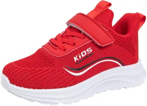 Kids Running Shoes Lightweight Breathable Adjustable Strap Elastic Soft Sole Anti Slip Fashion Athletic Shoes