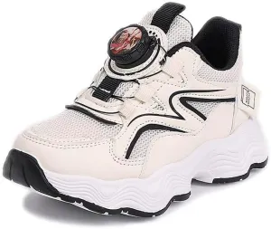 Kids' Running Shoes with Twist-Lock Closure - Breathable Mesh Sneakers with Cushioned Wave Sole for Boys & Girls, Stylish Red-White Sport Design