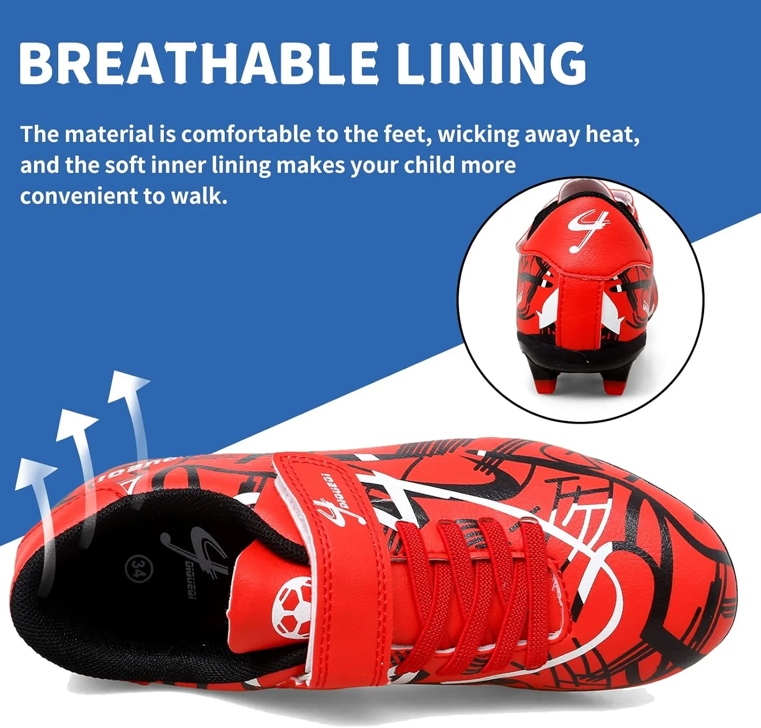 Kids Soccer Cleats Shoes Boys Girls Athletic Outdoor Indoor Firm Ground Soccer Shoes Comfortable Football Shoes