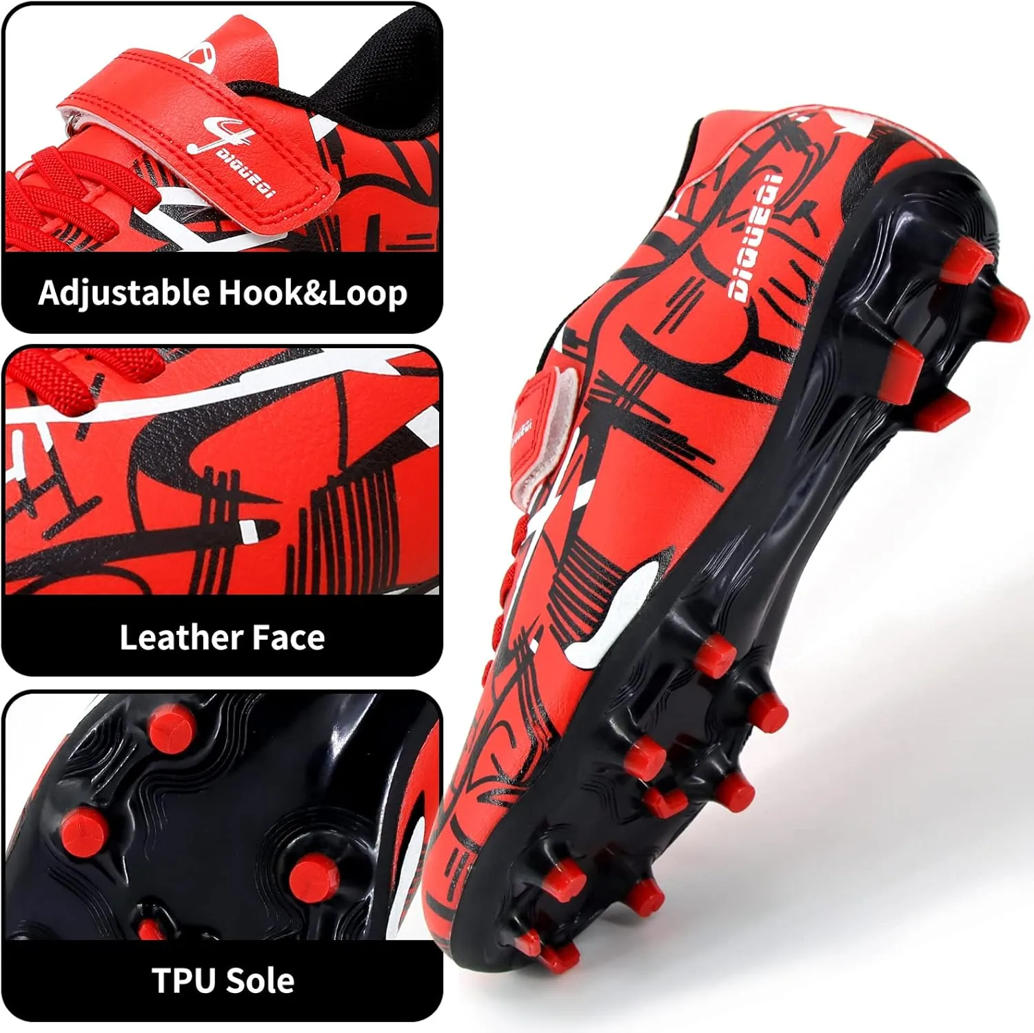 Kids Soccer Cleats Shoes Boys Girls Athletic Outdoor Indoor Firm Ground Soccer Shoes Comfortable Football Shoes
