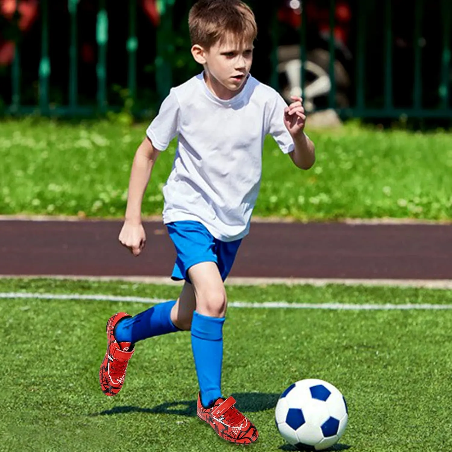 Kids Soccer Cleats Shoes Boys Girls Athletic Outdoor Indoor Firm Ground Soccer Shoes Comfortable Football Shoes