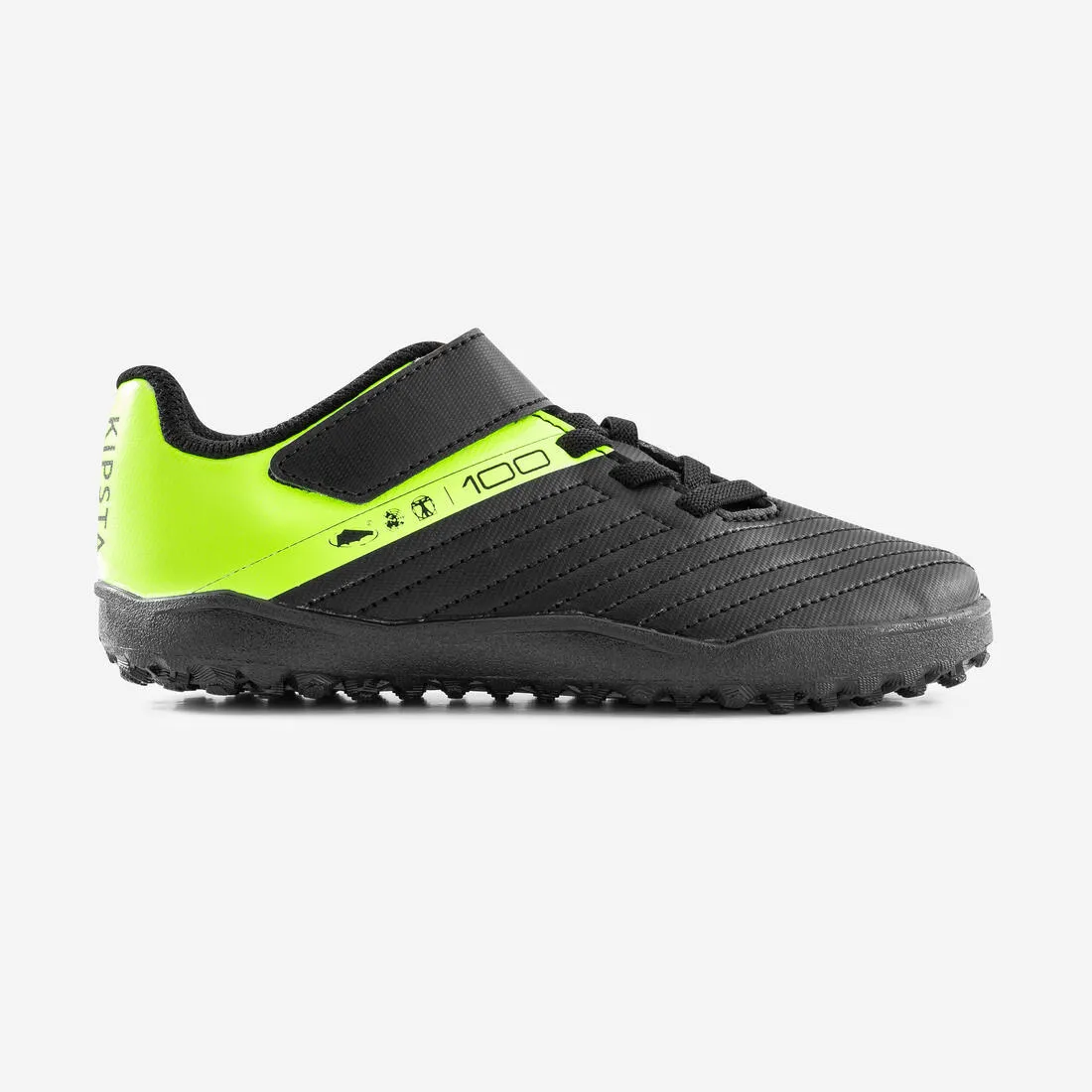 Kipsta 100 Easy Kid's Soccer Boots - Turf - Rip-Tab - Black/Yellow