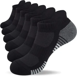 Lapulas Athletic Running Ankle Socks, Low Cut Cushioned Anti-Blister Tab Sports Socks Men Women 6Pairs