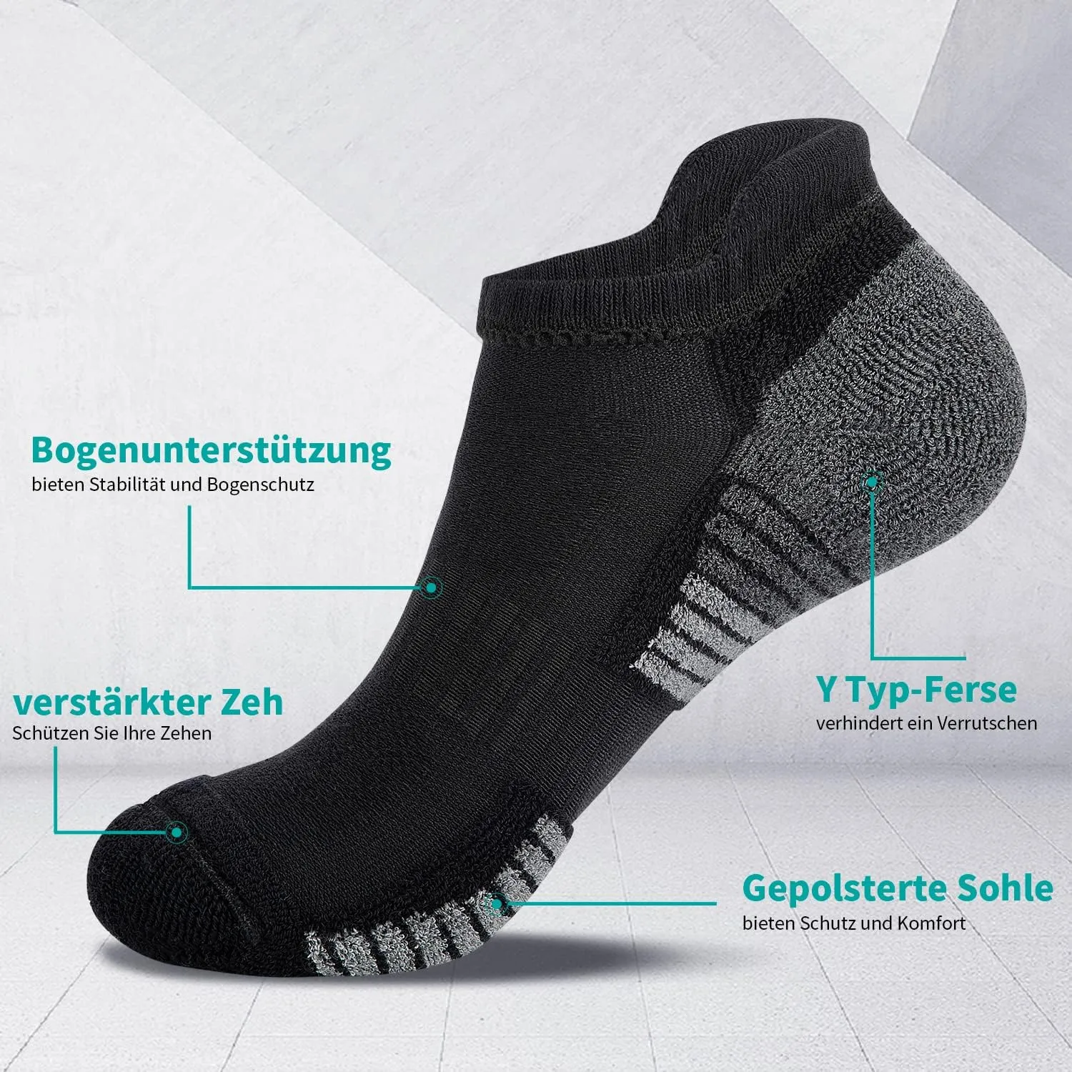 Lapulas Athletic Running Ankle Socks, Low Cut Cushioned Anti-Blister Tab Sports Socks Men Women 6Pairs