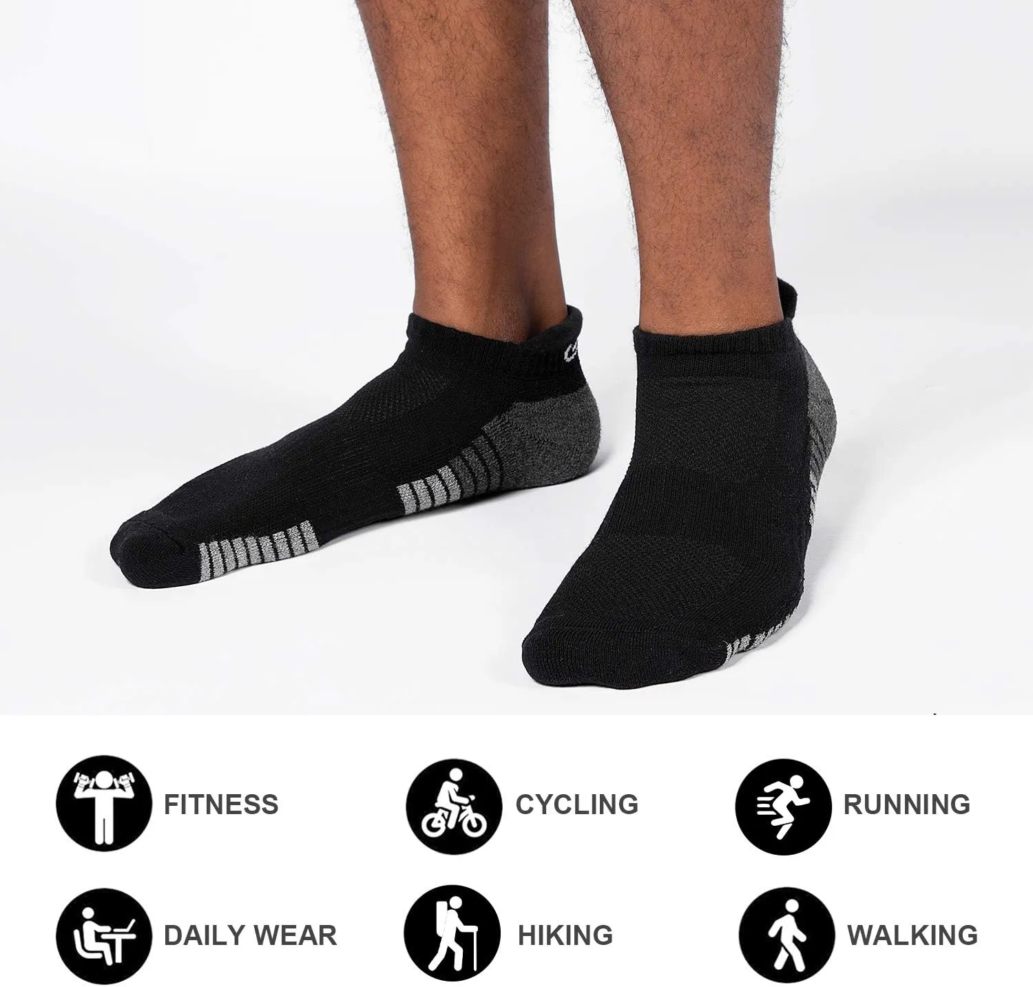 Lapulas Athletic Running Ankle Socks, Low Cut Cushioned Anti-Blister Tab Sports Socks Men Women 6Pairs
