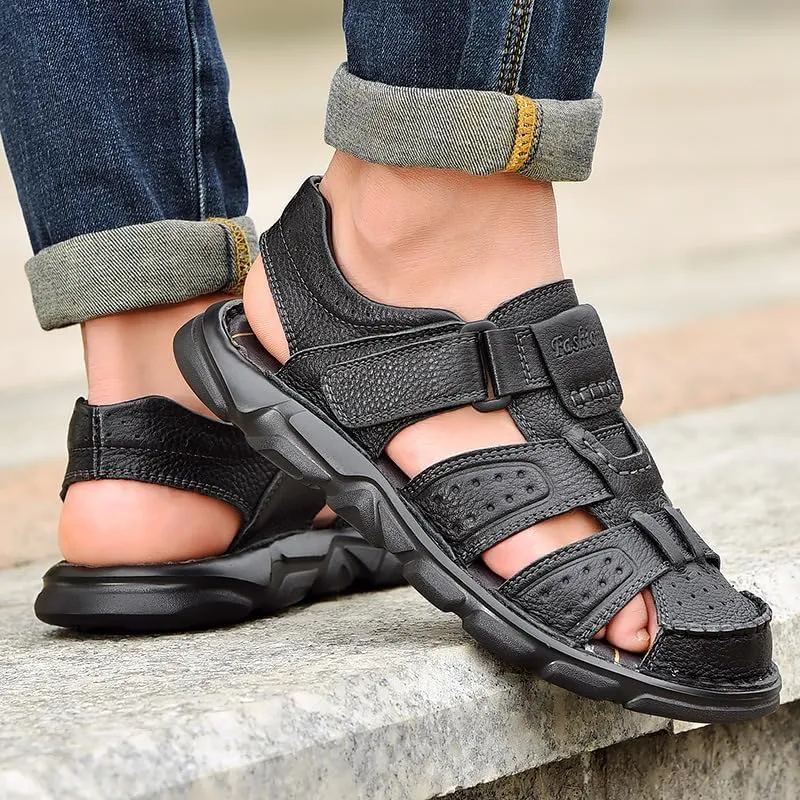 Large Size Men's Adjustable Sports Sandals, Breathable and Shock-Absorbing EVA Insoles, Summer Beach Shoes, Suitable for Outdoor Activities, Fashionable Design,