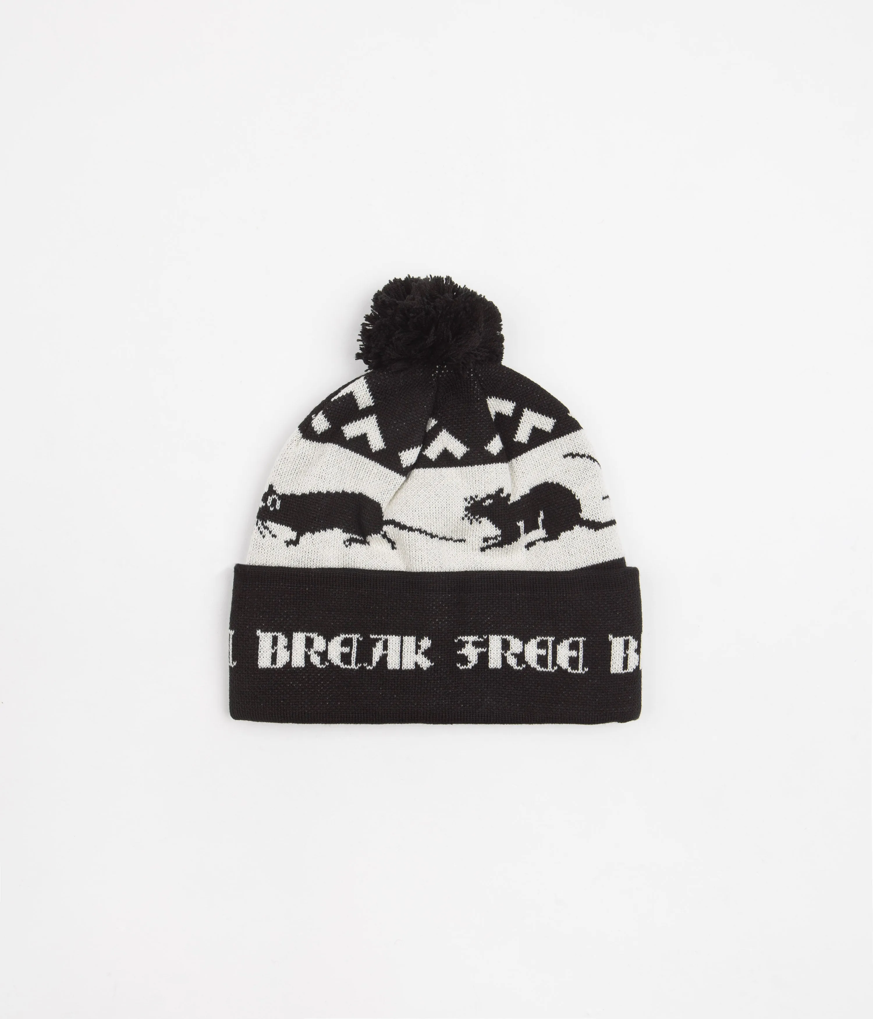 Last Resort AB Rat Race Pom-Pom Fold Beanie - Black