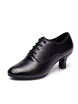 Leather Latin Dance Shoes Mid Heel Soft Sole Training Shoes