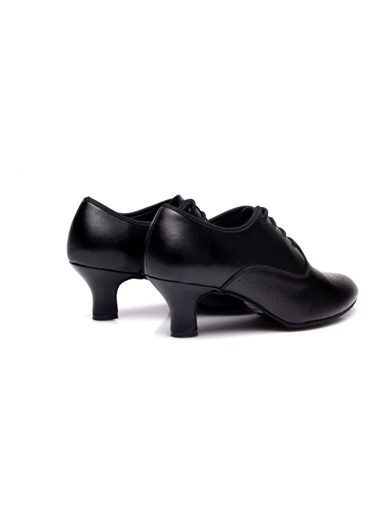 Leather Latin Dance Shoes Mid Heel Soft Sole Training Shoes