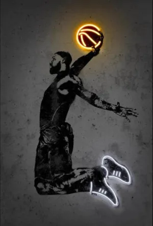 LeBron James Neon Effect NBA Wall Art Poster