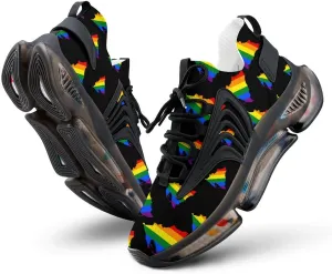 LGBT Flag Map of Nicaragua Men's Running Shoes Lightweight Walking Shoe Breathable Sneaker 12women/10men（EUR44）