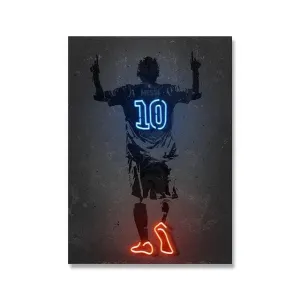 Lionel Messi Pointing Up Soccer Neon Effect Wall Art Poster