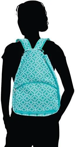 LISH Advantage Tennis Racket Backpack - Women's Geometric Diamond Print Tennis Racquet Holder Bag (Teal)
