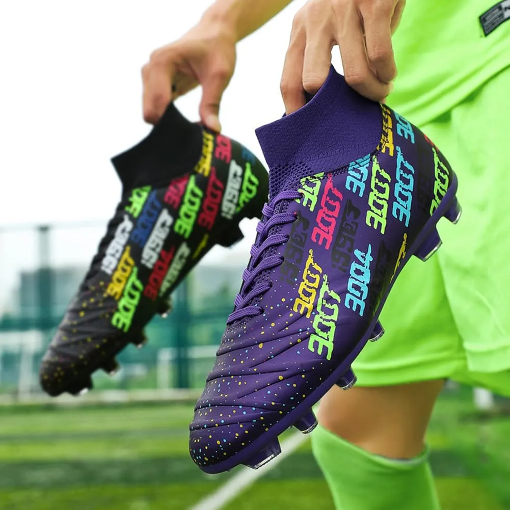 MAUGELY Men's Cleats Firm Ground Soccer Shoes Athletic Lightweight Running Outdoor Turf Comfortable Training Football Shoes
