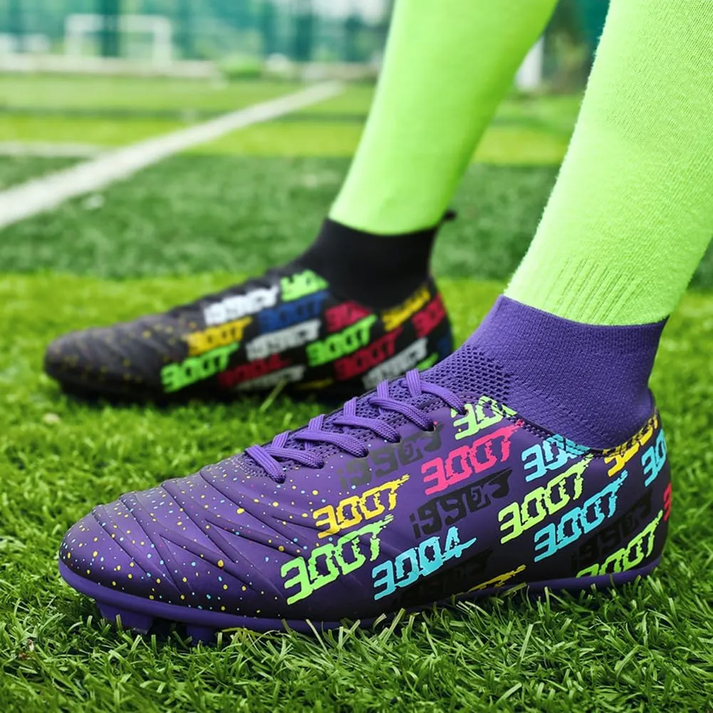 MAUGELY Men's Cleats Firm Ground Soccer Shoes Athletic Lightweight Running Outdoor Turf Comfortable Training Football Shoes