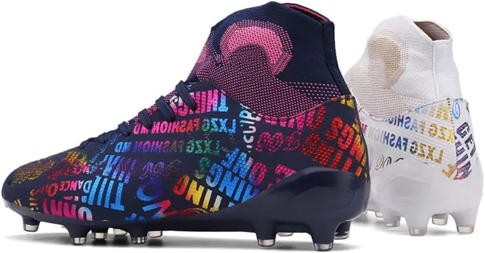 MAUGELY Men's Cleats Firm Ground Soccer Shoes Athletic Lightweight Running Outdoor Turf Comfortable Training Football Shoes