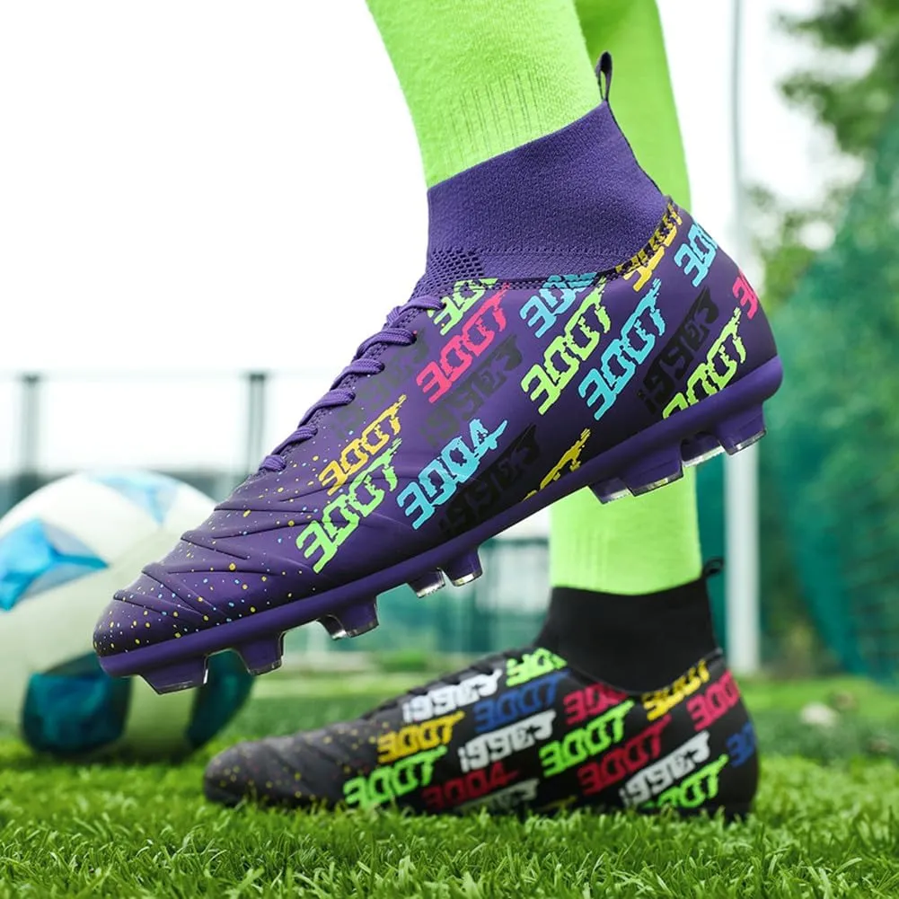 MAUGELY Men's Cleats Firm Ground Soccer Shoes Athletic Lightweight Running Outdoor Turf Comfortable Training Football Shoes